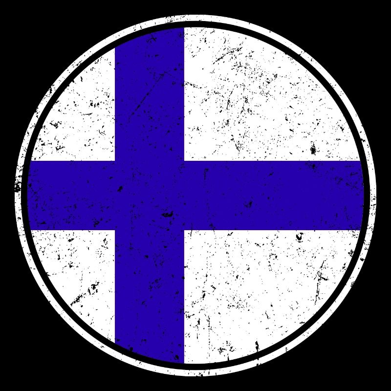 Finnish Flag — Distressed Style & in a Circle