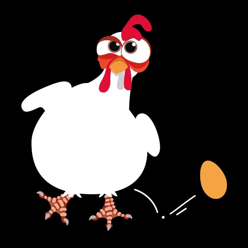 Poule blanche pond un oeuf dessin comique drôle