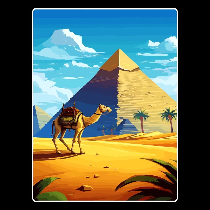 Le Caire, Égypte, Grandes Pyramides De Gizeh, Affiche De Voyage