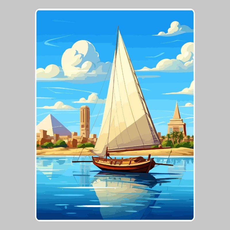 Le Caire, Égypte, Grandes Pyramides De Gizeh, Affiche De Voyage