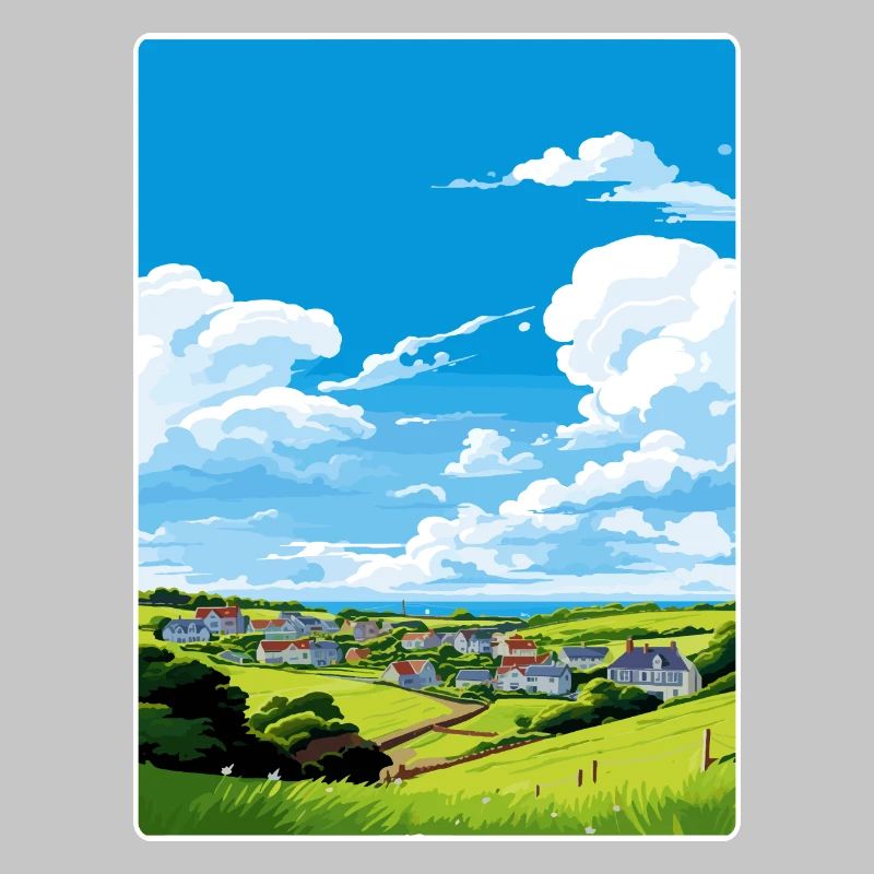Crantock, Cornouailles, Angleterre, Affiche de voyage, Souvenir