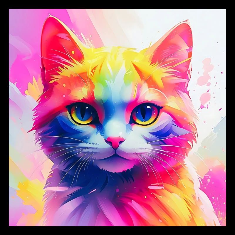 Vibrant Rainbow Cat Artwork