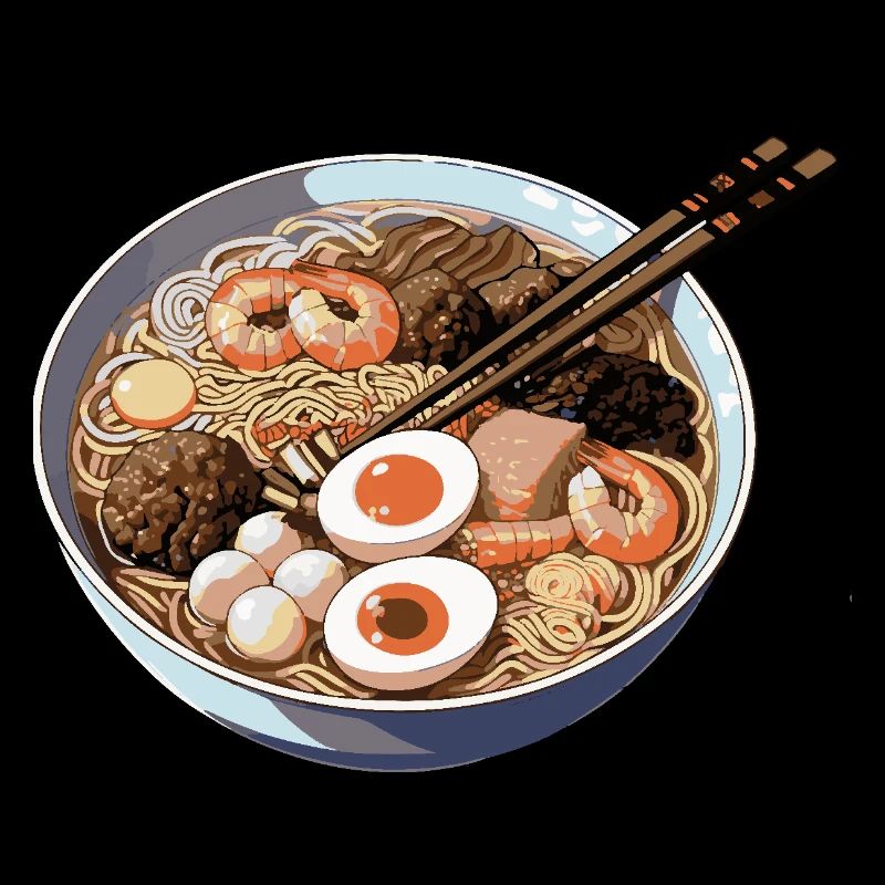 Ramen bowl with egg shrimp