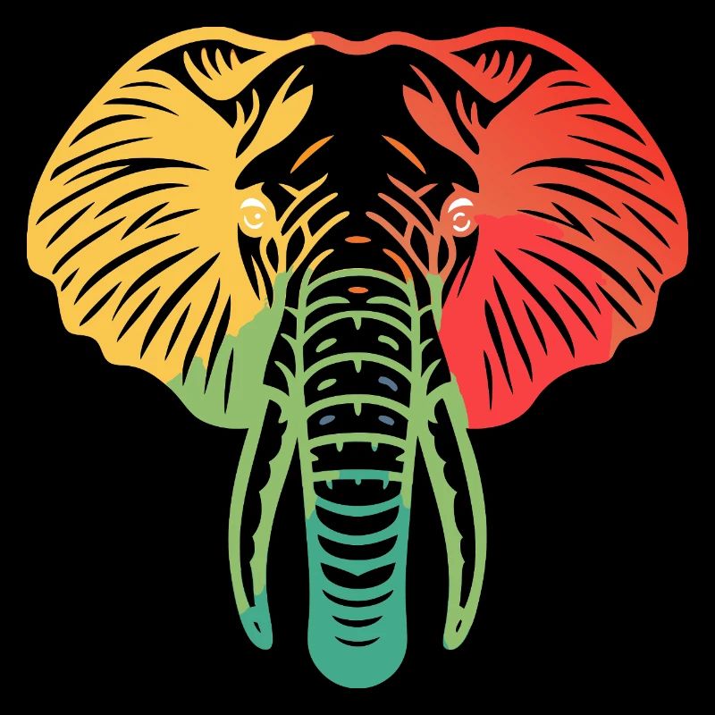 Tête d’éléphant coloré