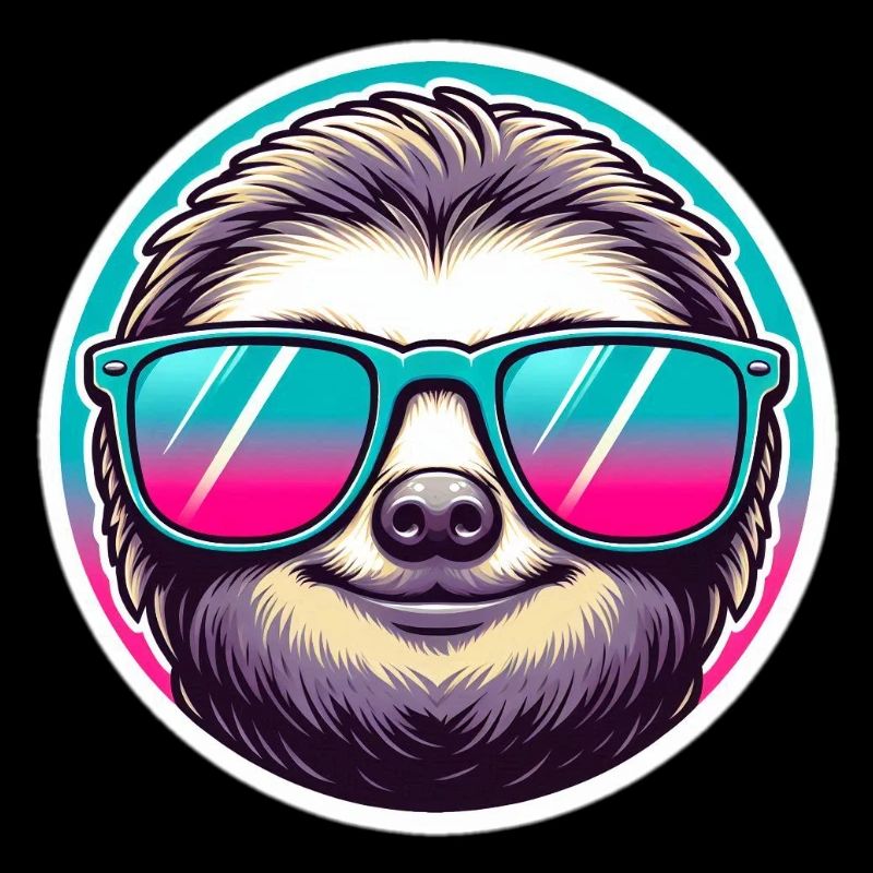Sloth with sunglasses in pastel