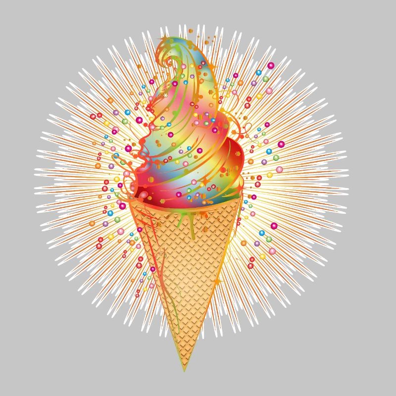 Fröhliches Softeis-Motiv mit Regenbogenfarben