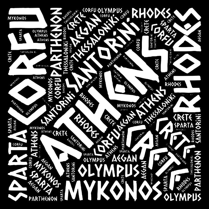 Greece city typography layout map 