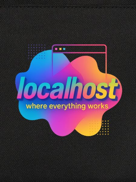 Localhost Buntes Grafik-T-Shirt für Entwickler