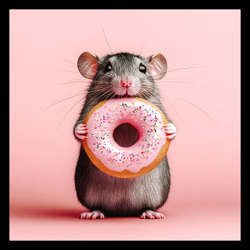 Süße Maus mit buntem Donut