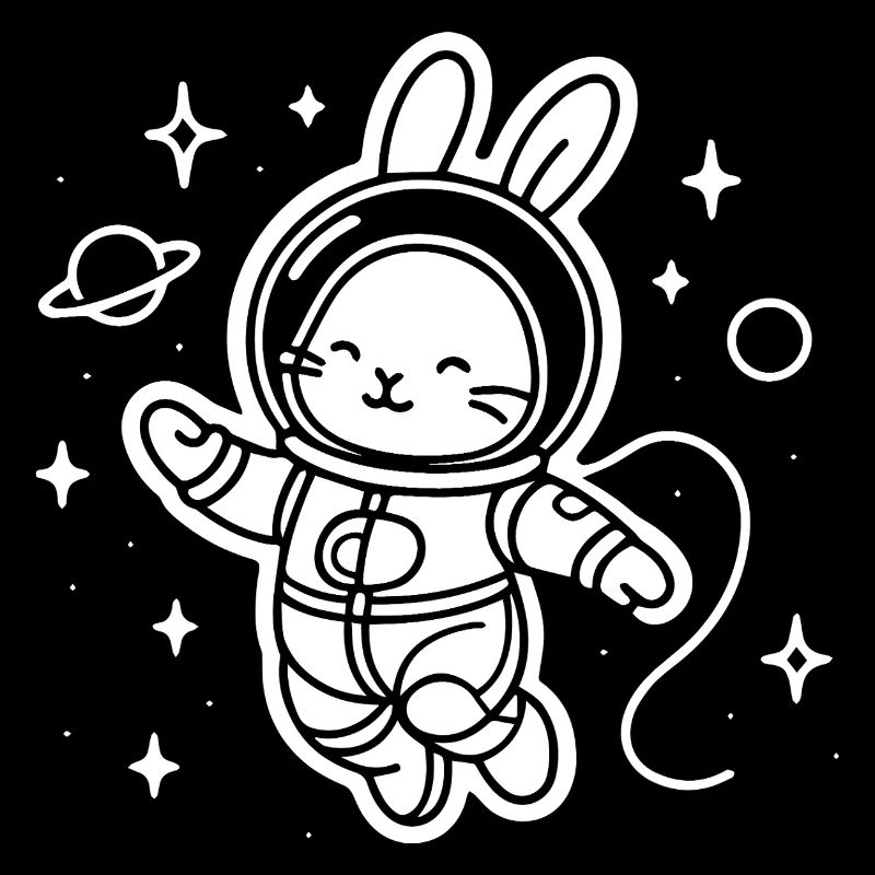Space bunny in astronaut suit