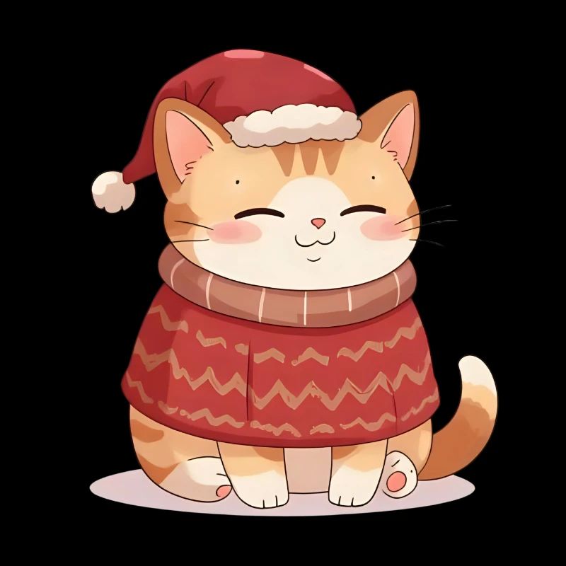 Chat Anime En Pull De Noël - Noël