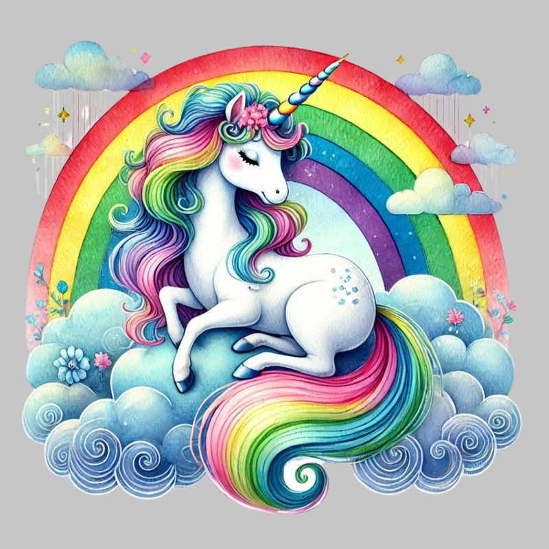 Rainbow Unicorn on Clouds