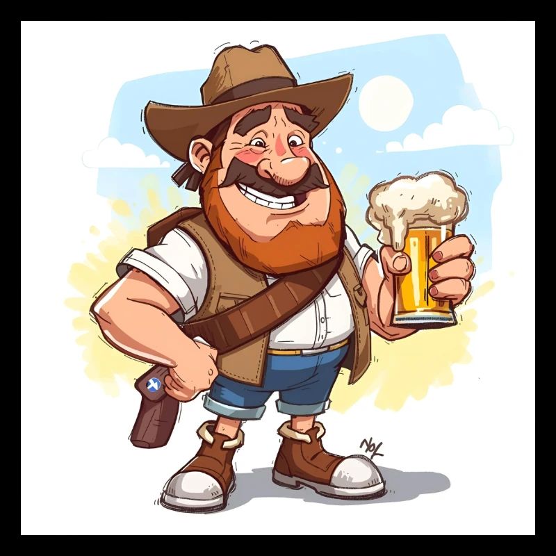 Fröhlicher Bierfreund mit Hut