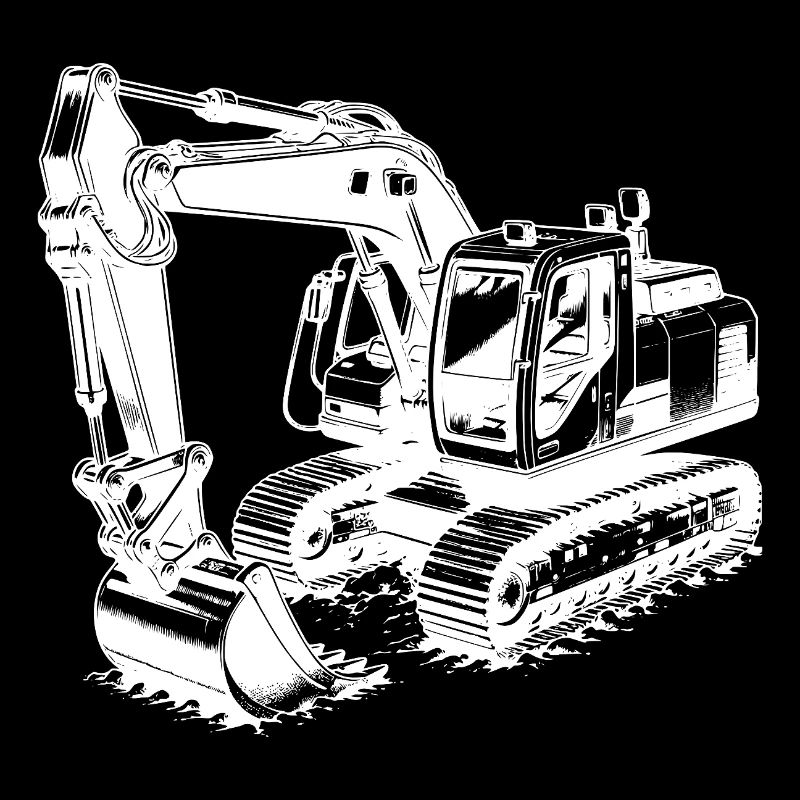 Bagger Schaufelheld und Muskelprotz mit Kabine
