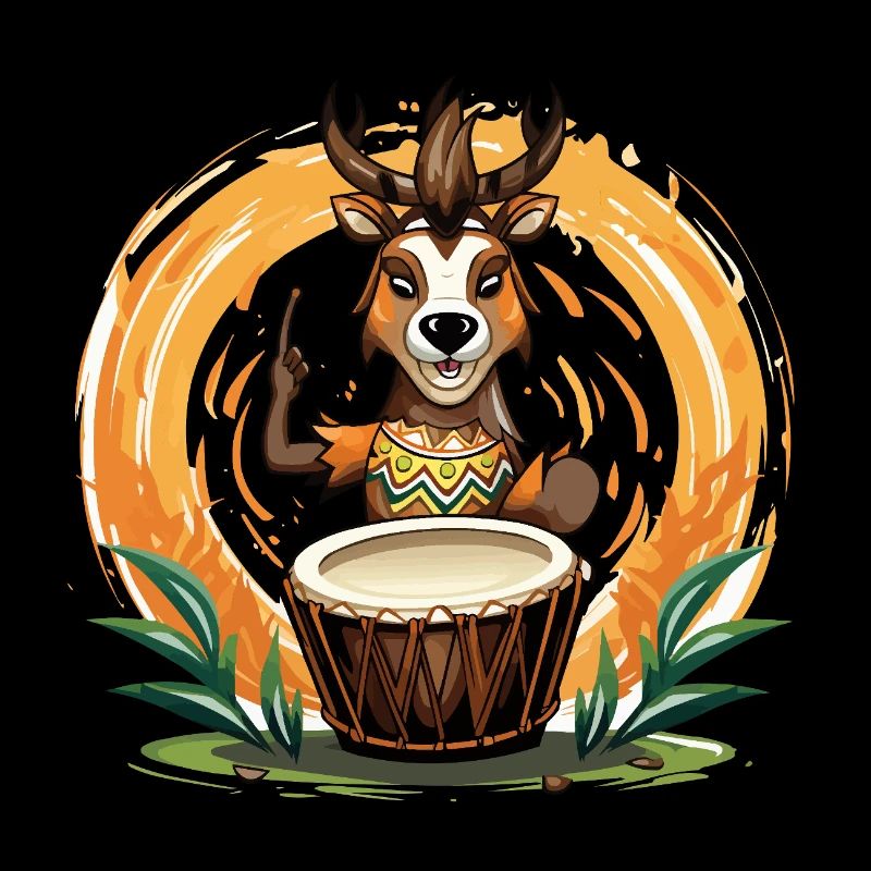 Drum deer in the wild circle