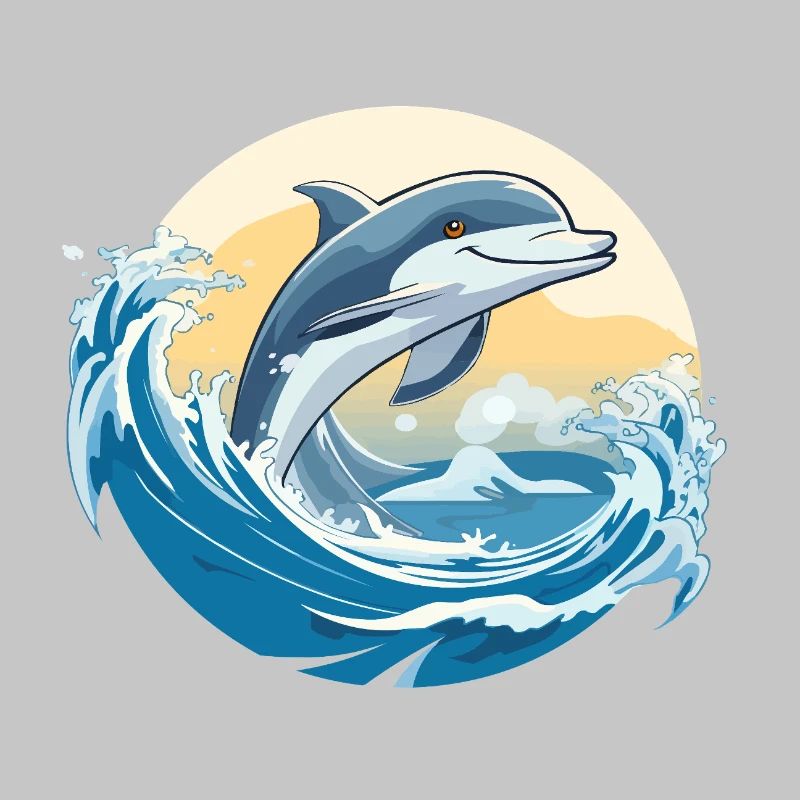 Dolphin jump over surf wave