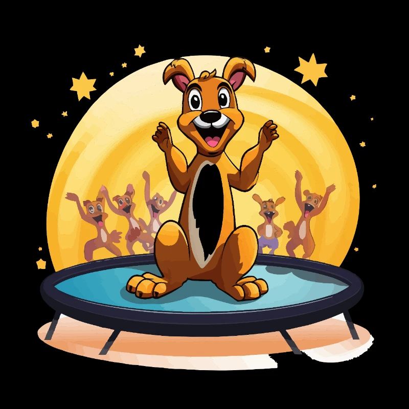 Chien joyeux sur le trampoline