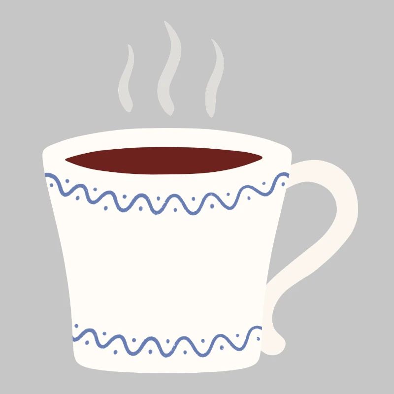 Steaming Mug with Blue Wave Trim