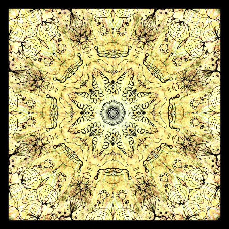 Mandala jaune-vert kaléidoscopique