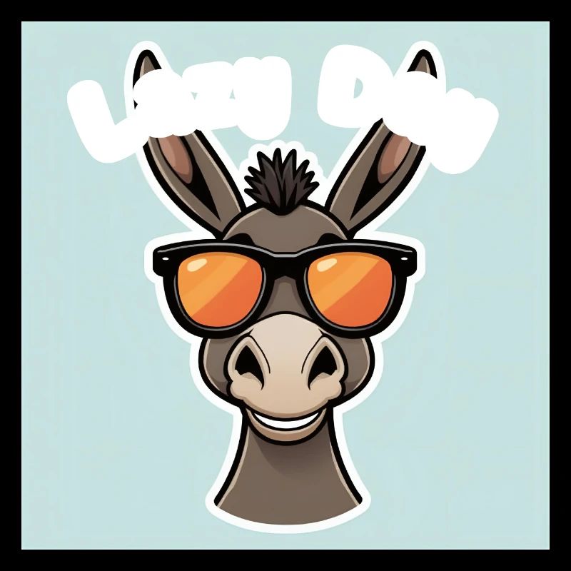 Esel mit orangefarbener Sommerbrille