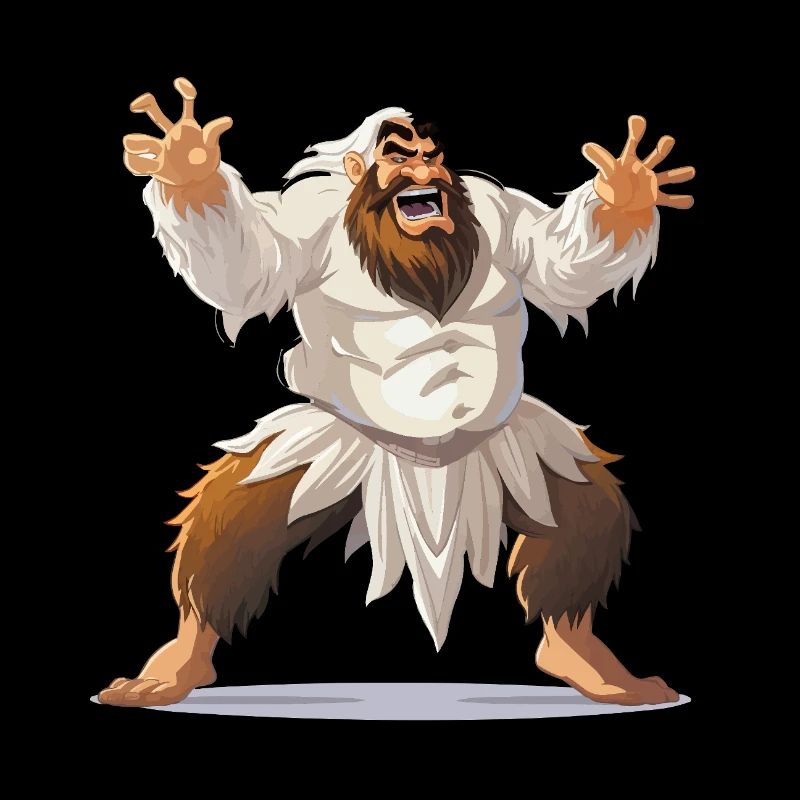 Yeti warrior in white loincloth