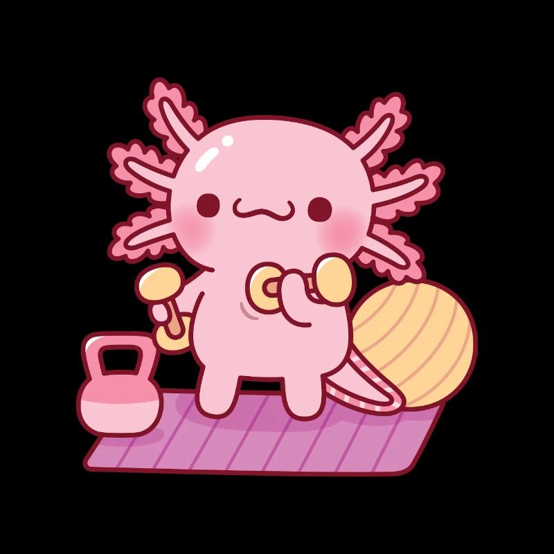 Cute Axolotl Workout With Dumbbells