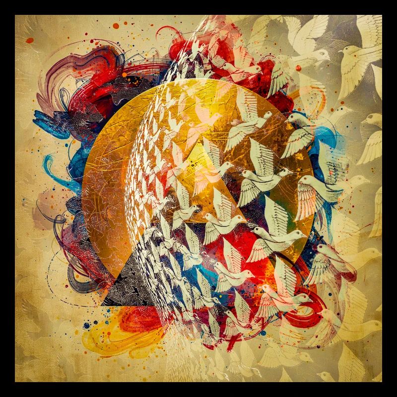 Colorful Bird Circle Flight