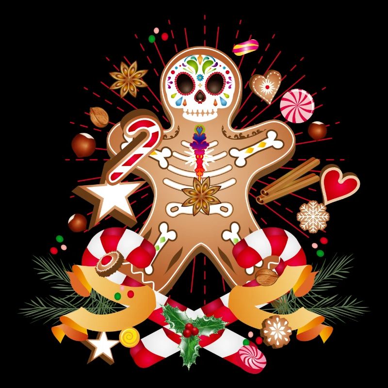 Gingerbread Man Sugar Skull Style for Christmas