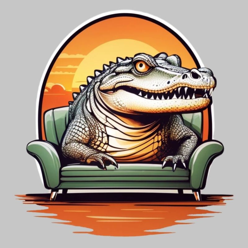 Alligator on sofa