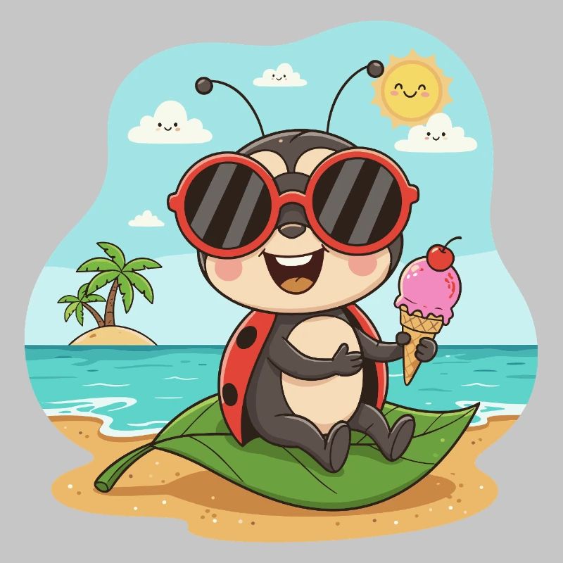 Strandkäfer mit Eis und Sonnenbrille