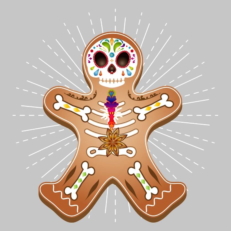 Gingerbread Man Sugar Skull Decor for Christmas