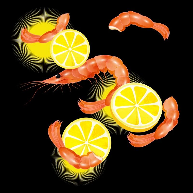 Garnelen oder Shrimps mit Zitronen Scheiben