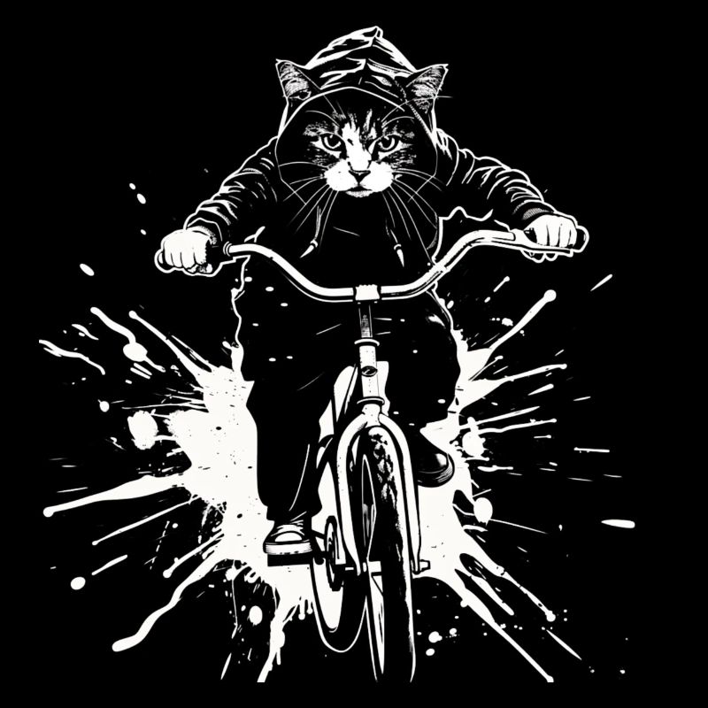 Radfahrende Katze