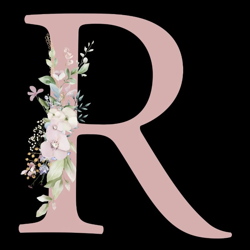 R Monogram, Floral, Personalizable