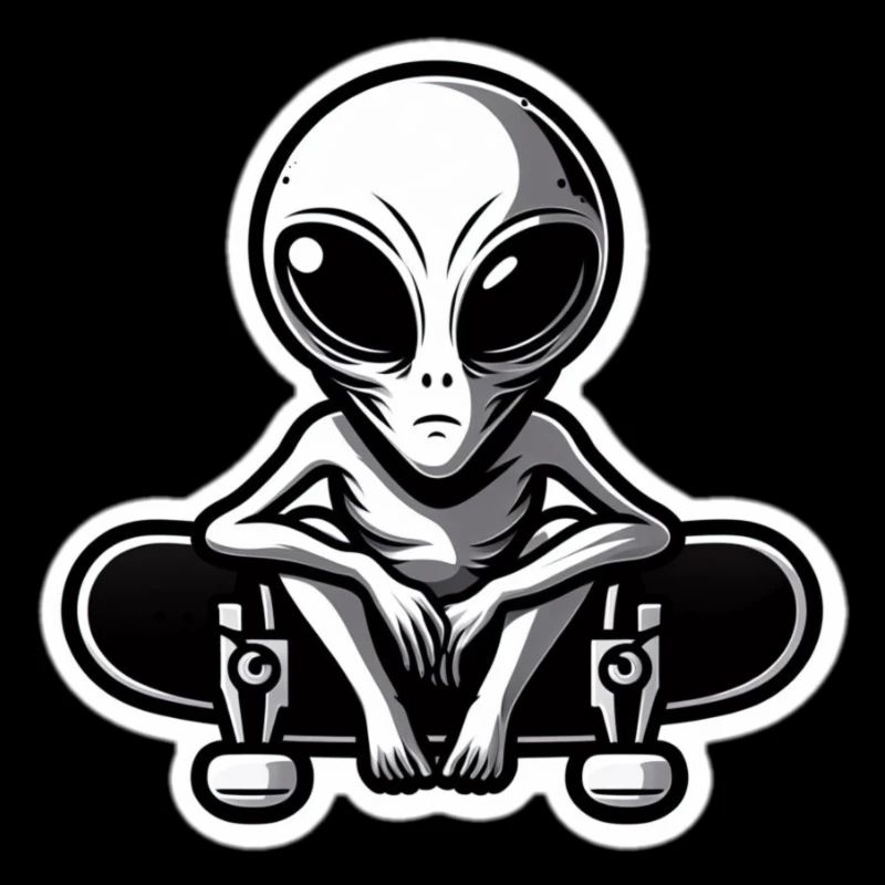 Alien Skater auf Skateboard