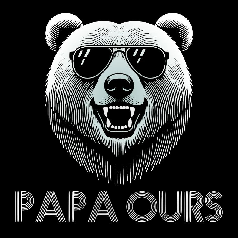 Cool bear head with sunglasses. Papa Bear