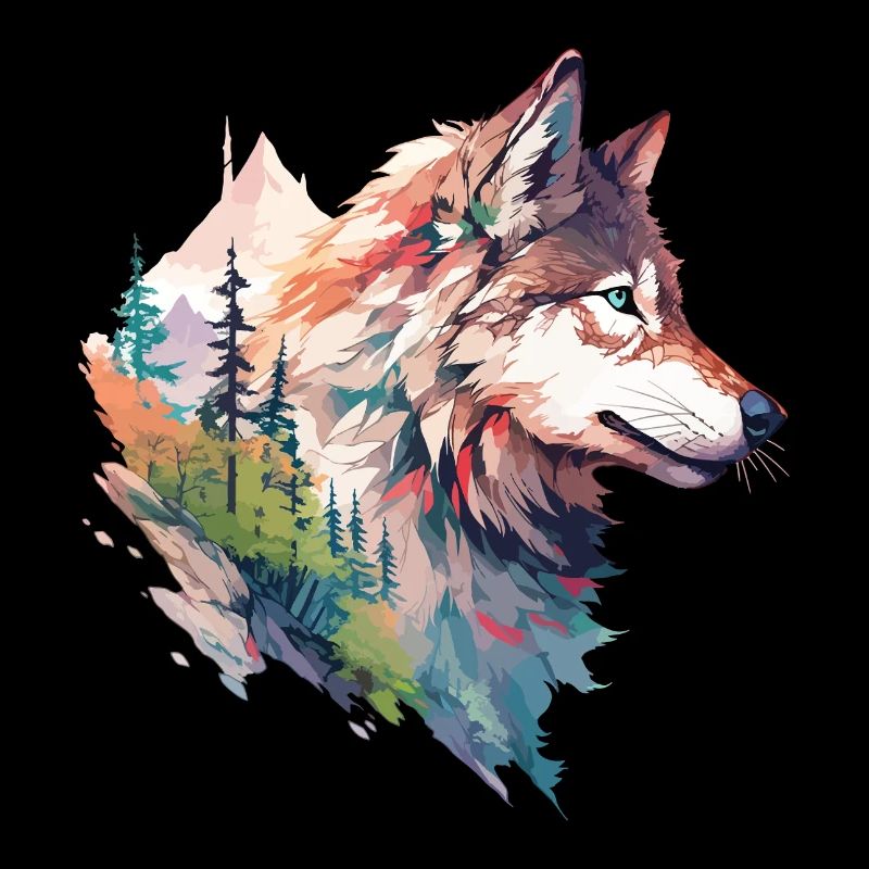 Wolf Wolf's Head Forest Nature Mountains Wilderness Colorful