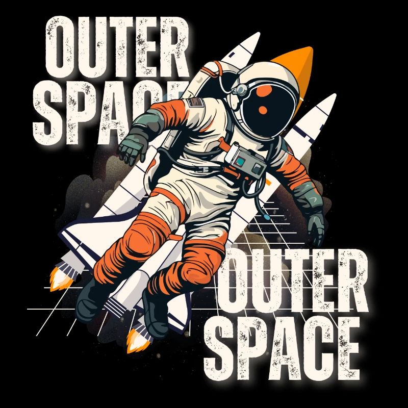 Astronaut in rocket jump