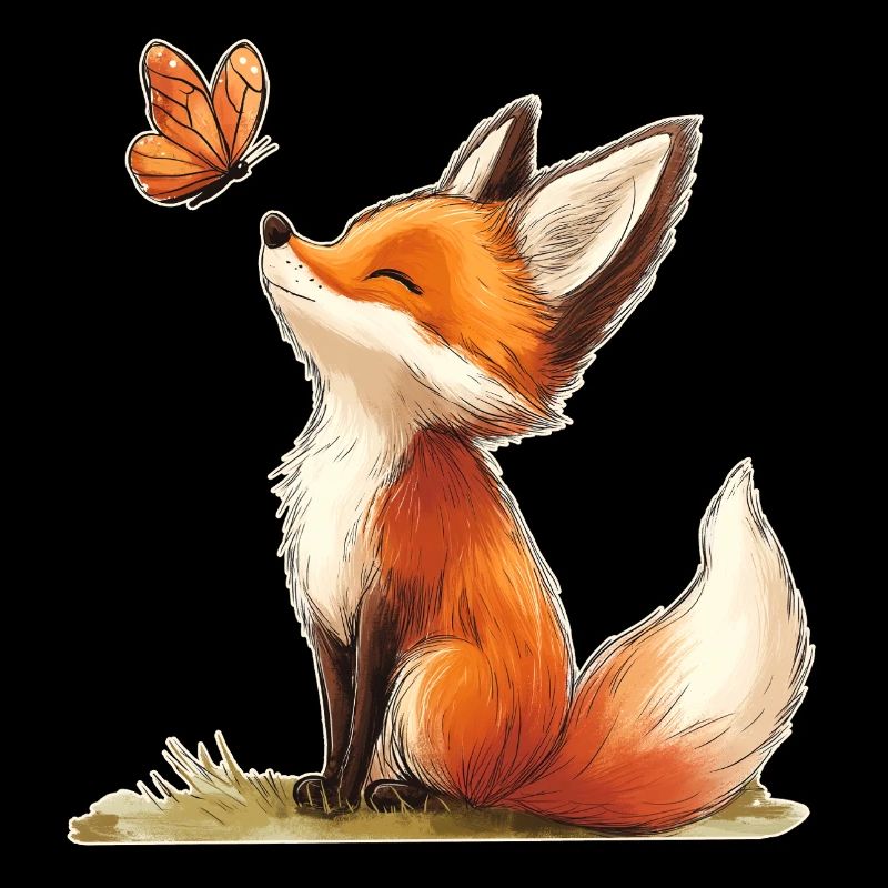 Renard avec papillon