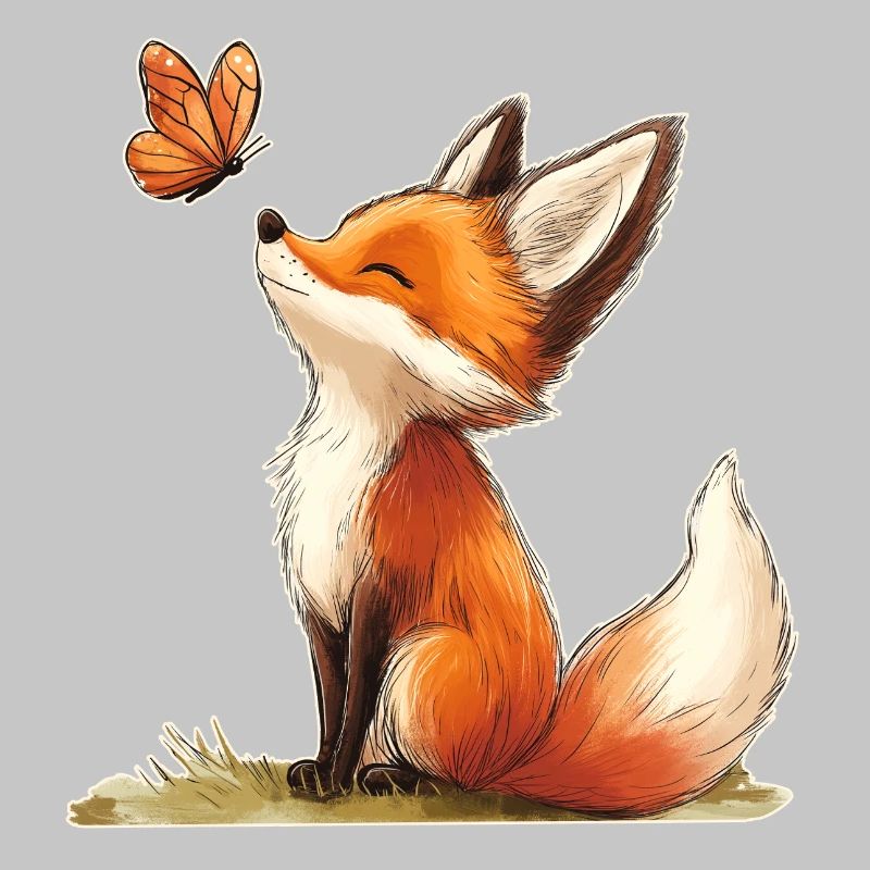 Fox with Butterfly