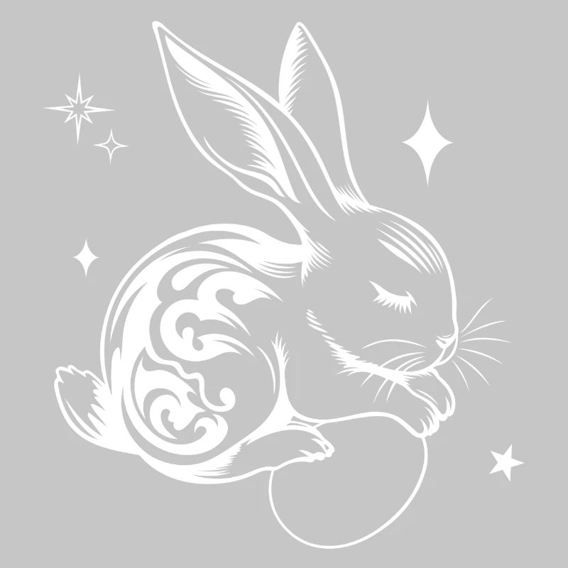Sleeping Easter Bunny with Tribal and Eggs