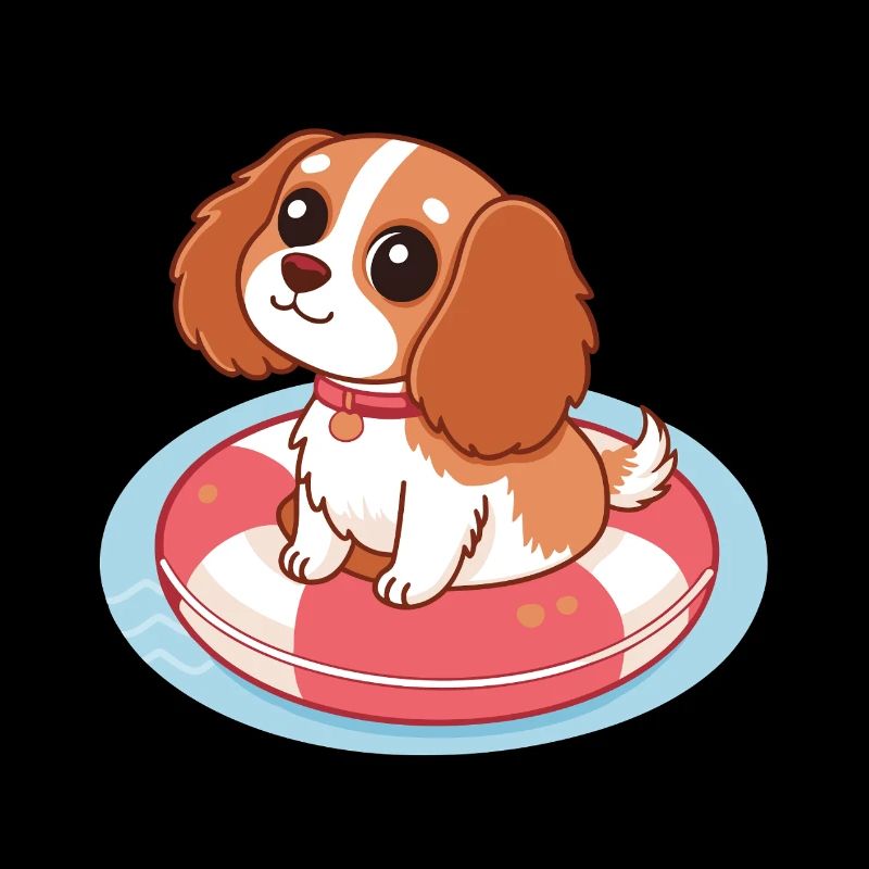Chiot Mignon sur Bouée Flottante