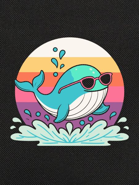 Whale Surf Retro Rainbow