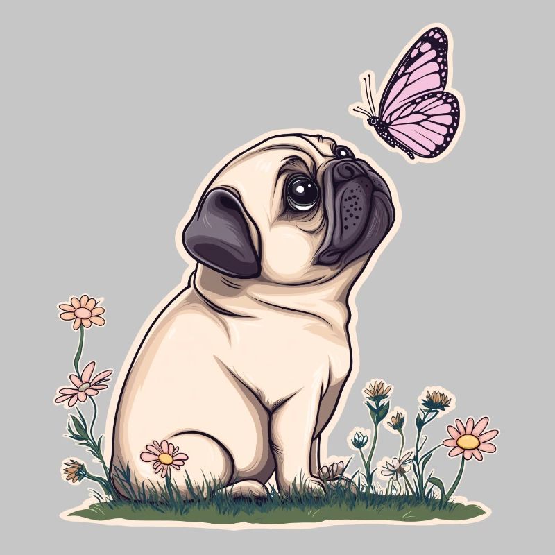 Mops mit Schmetterling