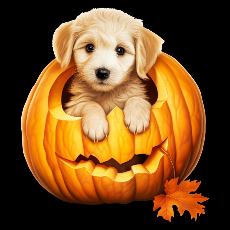 Doodle d’Halloween à la citrouille: drôle de chiot