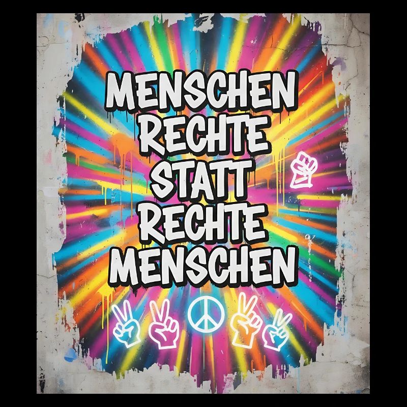 Buntes Graffiti Menschenrechte Statement