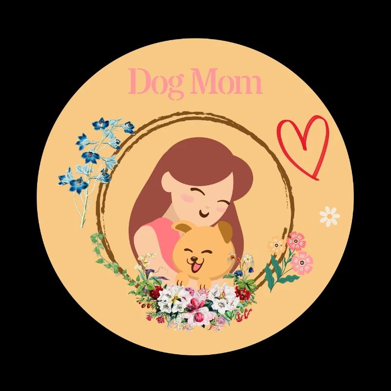 Maman de chien dans une couronne de fleurs