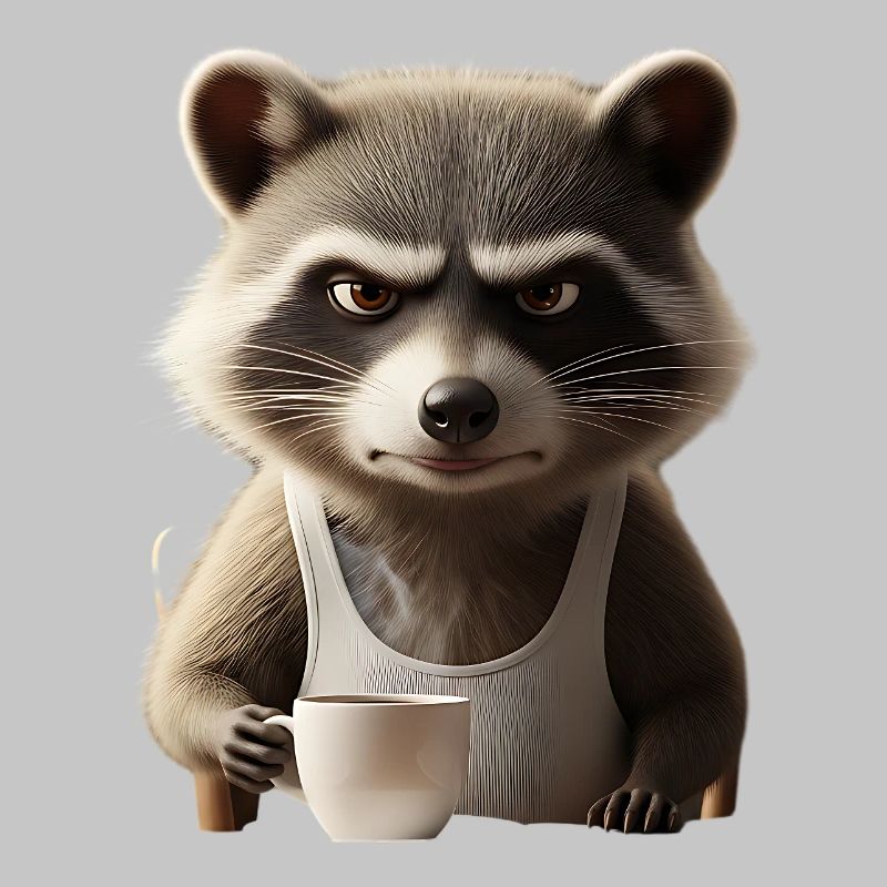 Grumpy Raccoon with Coffee – Morning Grouch Design