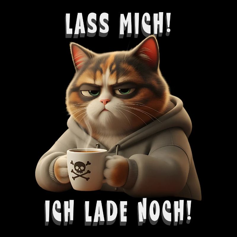 Grumpy Katze mit Kaffee Hoodie Morgenmuffel