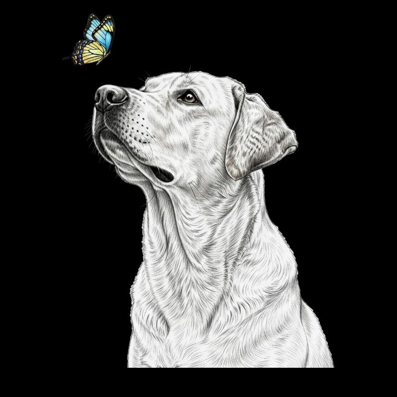 Labrador avec style papillon en forme de banksy